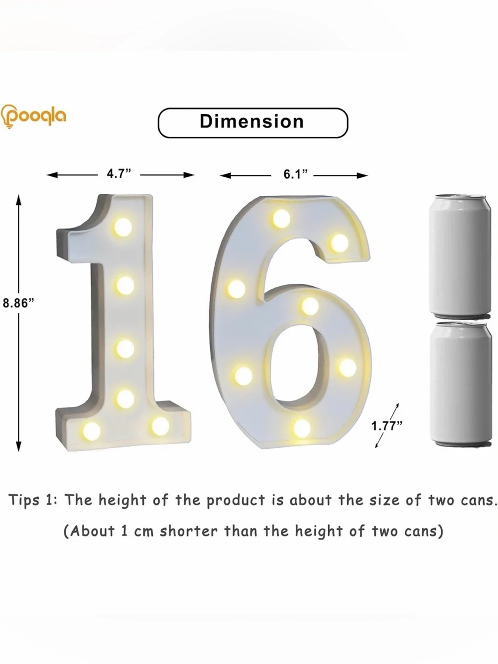 Amazon White LED Marquee Number 16 Party Light- Table Top (8 inches tall)